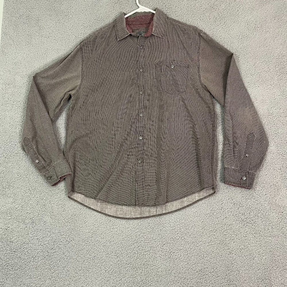 Bruno Shirt Men L Brown Polka Dot Pocket Long Sleeve ‎ Button Down